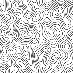 Fototapeta premium Abstract Black and White Topographic Map Featuring Intricate Contour Lines Minimalist Vector Illustration Design Inspired by Elevation, Terrain Mapping, and Geological Surface Patterns.