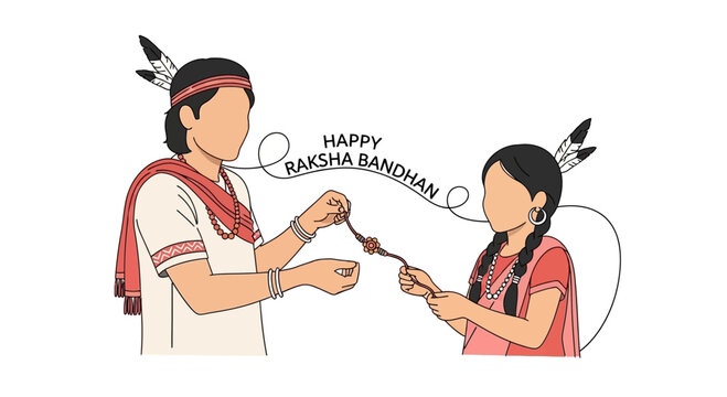 Indian siblings celebrating Raksha Bandhan festival illustration.