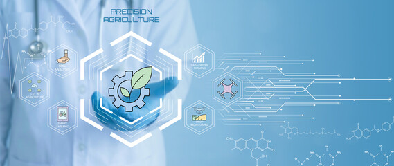 Naklejka premium Modern Precision Agriculture Concept Showcasing Technology Integration for Smart Farming and DataDriven Crop Management Solutions