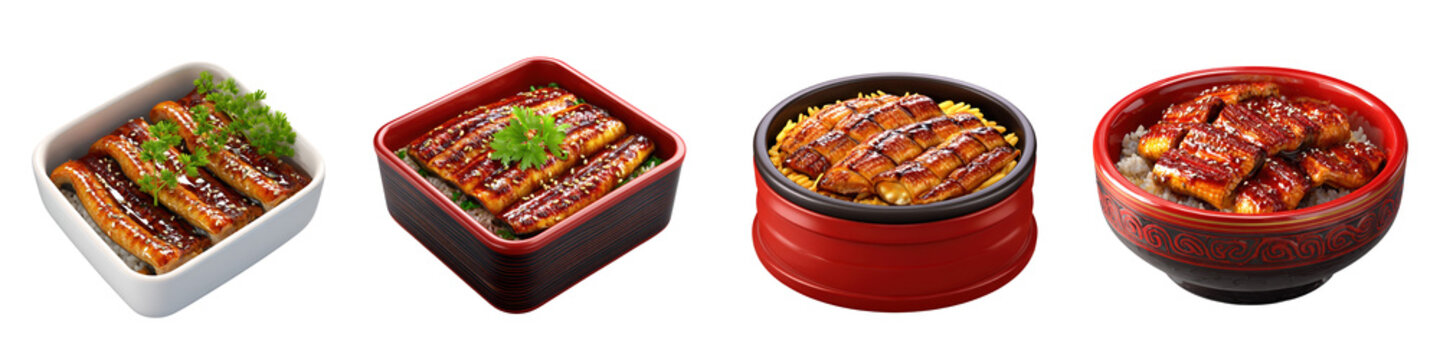 Unagi box isolated 3d mockup without background using for Japanese eels rice purpose.