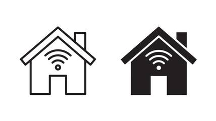 Fototapeta premium Smart Home Icons with WiFi Symbols in Black and White for Technology Concepts