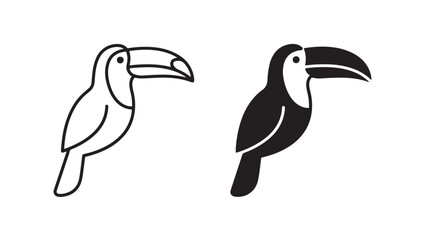 Fototapeta premium Toucan Birds Silhouette And Outline Isolated On White For Wildlife And Nature Concepts