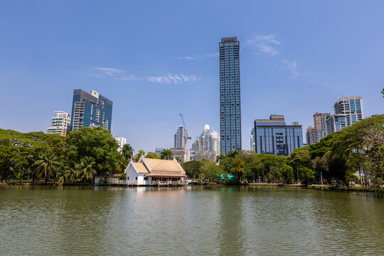 Cityscape view at Lumphini park Bangkok Thailand