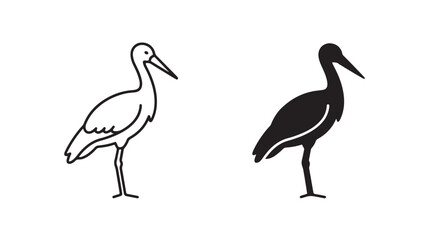 Fototapeta premium Black and white stork silhouettes standing for nature and wildlife concepts