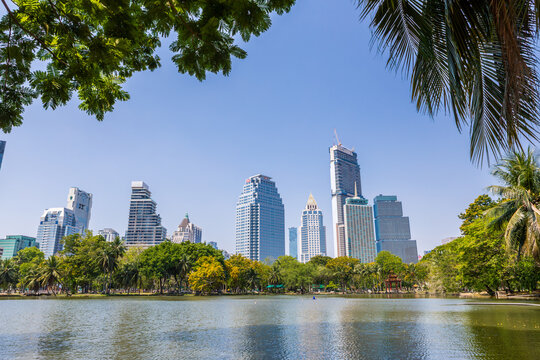 Cityscape view at Lumphini park Bangkok Thailand