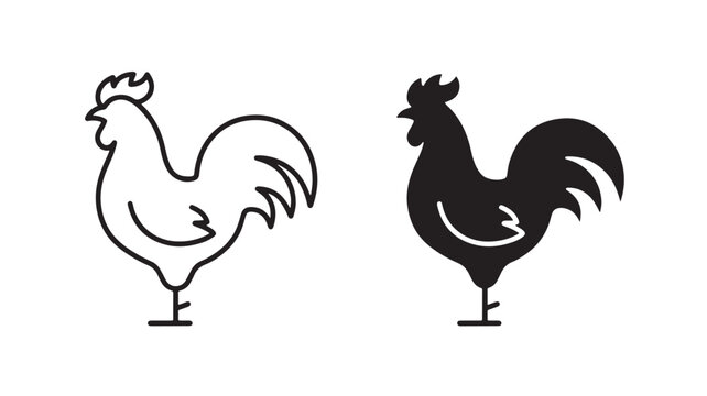 Black and white rooster silhouettes for agriculture and animal concepts