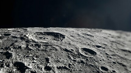 Close-up view of the rugged lunar surface with craters in outer space