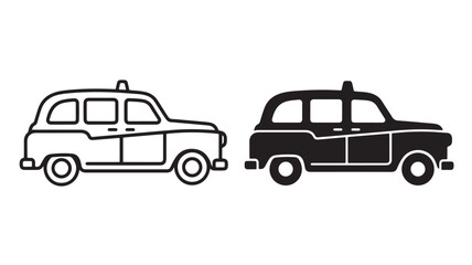 Fototapeta premium Two Classic London Taxis Side By Side Isolated On White For Transportation Concepts