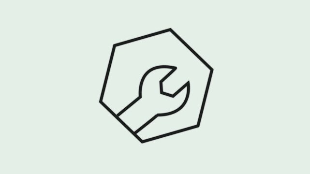 Tool Service Logo Animation | Blue Wrench Hexagon Tech Icon Motion Graphics