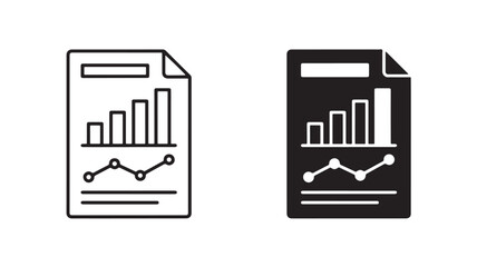 Obraz premium Black and white business documents icons with bar charts and graphs for finance and statistics concepts