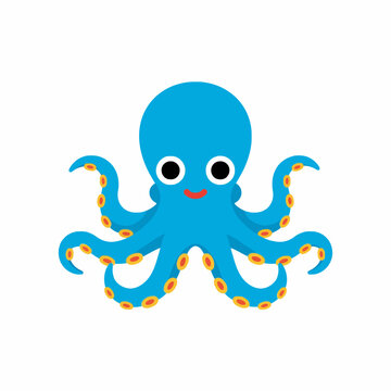 Cartoon Octopus Illustration - Cheerful Sea Creature with Tentacles.