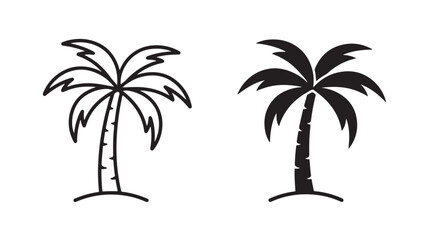 Obraz premium Black Palm Tree Silhouettes For Tropical Vacation Concepts