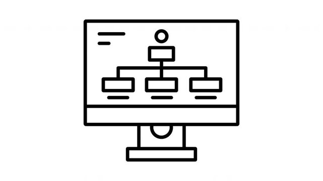 Computer Screen with Organizational Chart Icon.