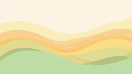 Obraz premium An abstract colorful green background features a vector illustration of a summer landscape with sun, meadow hills, and water waves under a sunset sky