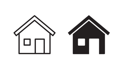 Obraz premium Simple House Icons in Black and White for Real Estate Concepts