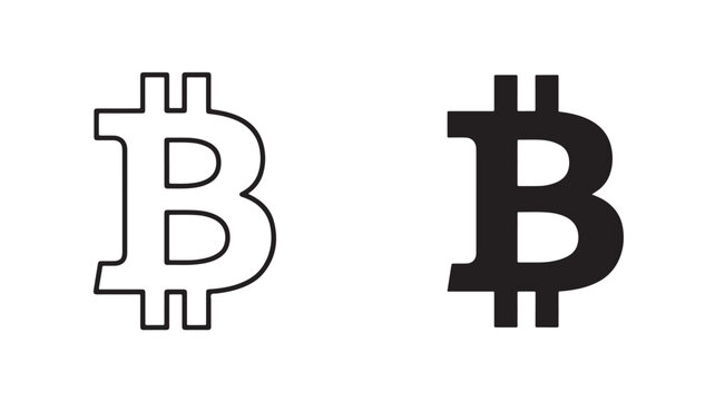 Bitcoin Logo Icons Black And White For Cryptocurrency Concepts