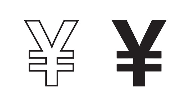 Yuan Currency Symbols Black and White For Financial Concepts