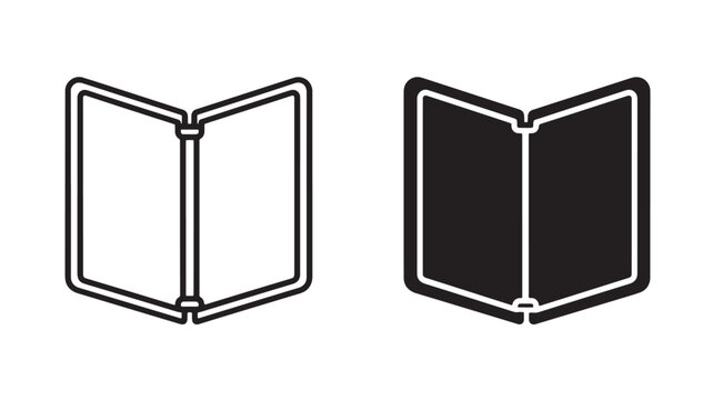 Open Book Icons Black And White For Education And Knowledge Concepts