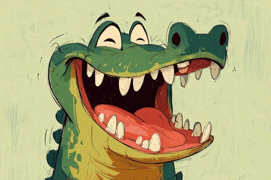 cartoon crocodile with silly big smile