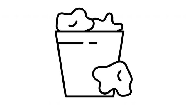 Trash Can Icon with Crumpled Paper Outside.