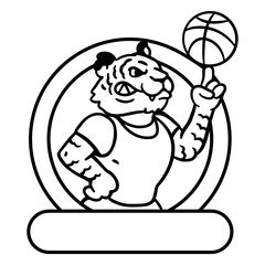 Fototapeta premium Energetic tiger sports character design with basketball t-shirt design