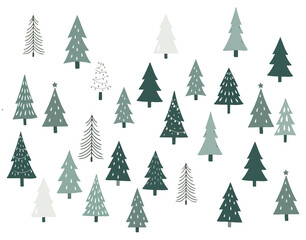Obraz premium Christmas Pattern Vector PNG | Festive Trees & Holiday Elements