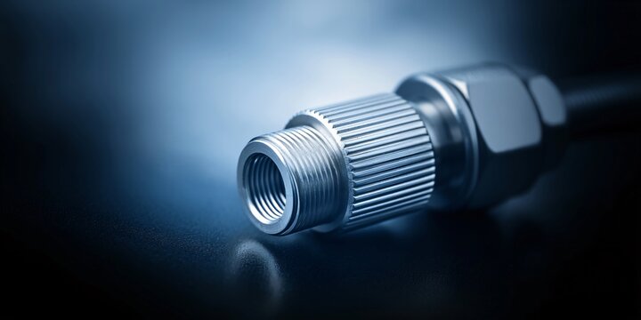 Industrial connection component manufacturing facility close-up image controlled environment technical viewpoint engineering concept