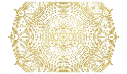 Arcane golden magic circle vector mystical rune symbol illustration © MdMintu