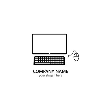 Computer Monitor and Keyboard with Mouse Icon