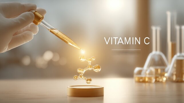 Vitamin c serum with chemistry elements