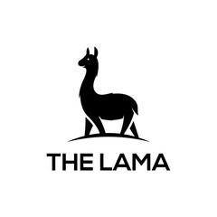 Obraz premium Llama animal simple retro logo design