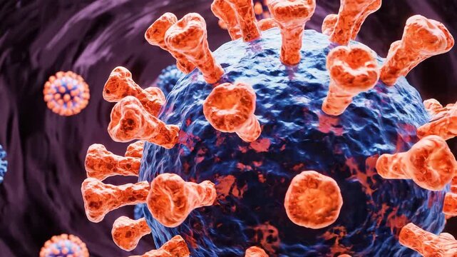Hantavirus Structure 3D Animation Microscopic View