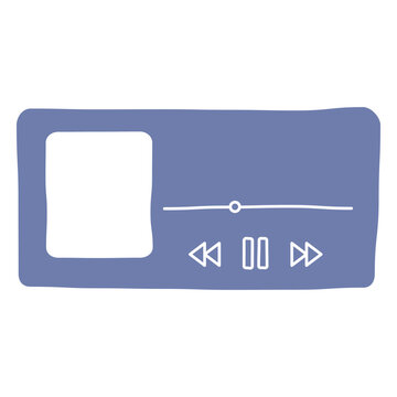 Colorful music player interface design featuring play controls and volume slider