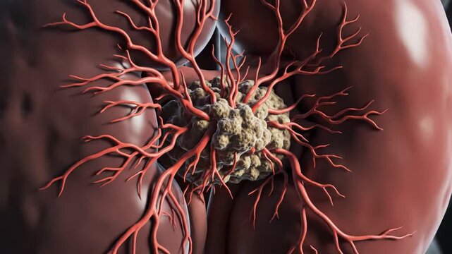 3D Medical Illustration of Kidney Cancer Tumor