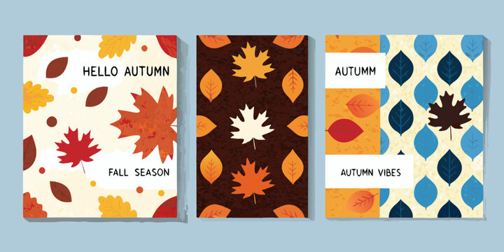 autumn leaf posters a set of four vertical graphic designs