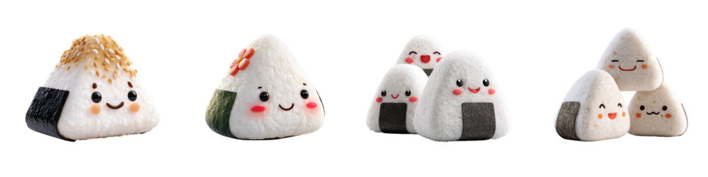 Cute onigiri png isolated object background for Japan breakfast purpose.