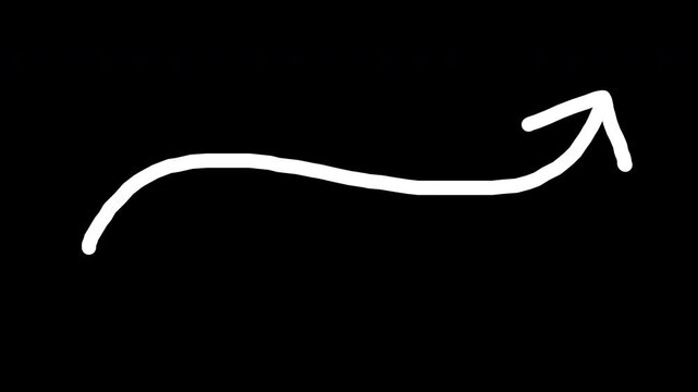 Simple White Arrow Curve on Black Background.