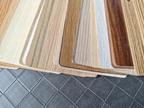 Background of Decorative Wooden Panel Samples with Different Grain Patterns for Design Project