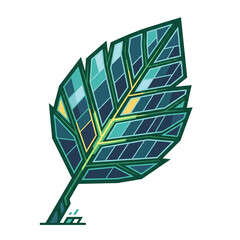 Fototapeta premium Green technology concept: Flat design solar energy leaf icon.