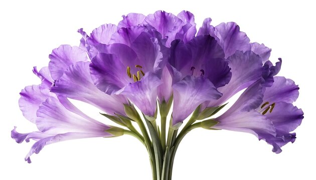 Purple freesia flower cluster isolated luxury floral concept on transparent background AI GENERATED.