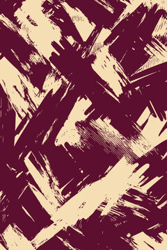 Burgundy and cream diagonal brush stroke vector pattern. Dynamic grunge abstract background for digital design, branding, posters, social media, web graphics, marketing, and contemporary layouts.