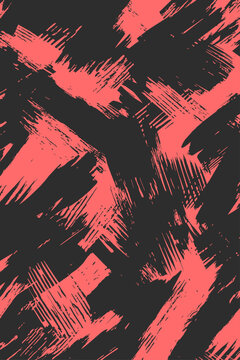 Coral pink and black diagonal brush stroke vector pattern. Dynamic grunge abstract background for digital design, branding, posters, social media, web graphics, marketing, and contemporary layouts.