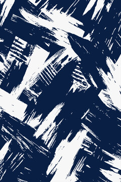 Navy blue and white diagonal brush stroke vector pattern. Dynamic grunge abstract background for digital design, branding, posters, social media, web graphics, marketing, and contemporary layouts.