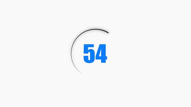 59 seconds countdown timer black color circle animation with transparent white background. Abstract beautiful countdown icon blue from 59 seconds to 0 seconds. 