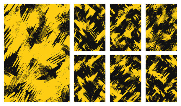 Brushstrokes3Yellow and black diagonal brush stroke vector pattern in multiple formats. Dynamic grunge abstract background for digital design, branding, posters, social media, web graphics, and modern