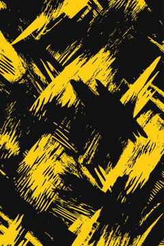 Bold yellow and black abstract vector with diagonal grunge brush strokes. High-contrast graphic pattern for modern branding, urban design, digital backgrounds, posters, and creative marketing.