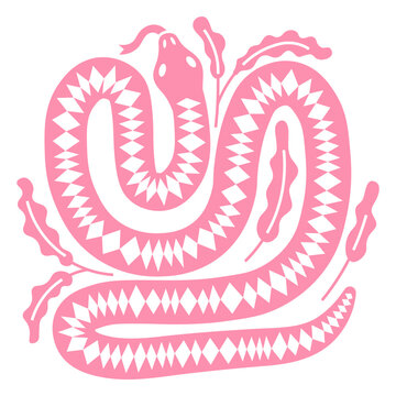 Pink sanke with leaves