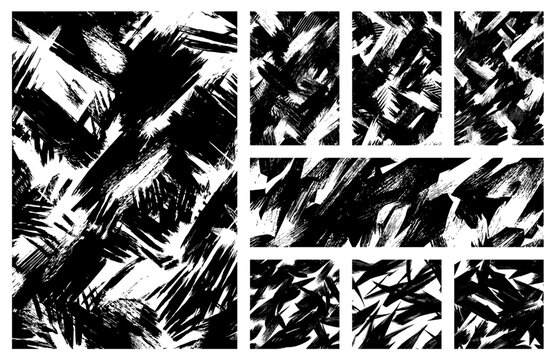 Black and white diagonal brush stroke vector pattern in multiple formats. Dynamic grunge abstract background for digital design, branding, posters, social media, web graphics, and modern layouts.