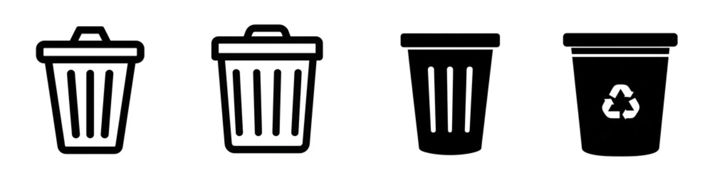 PNG recycle bin no bg simple icon mockup trash separate concept using for decoration.