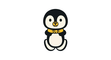 Cartoon Penguin Wearing Yellow Scarf. © Naikila